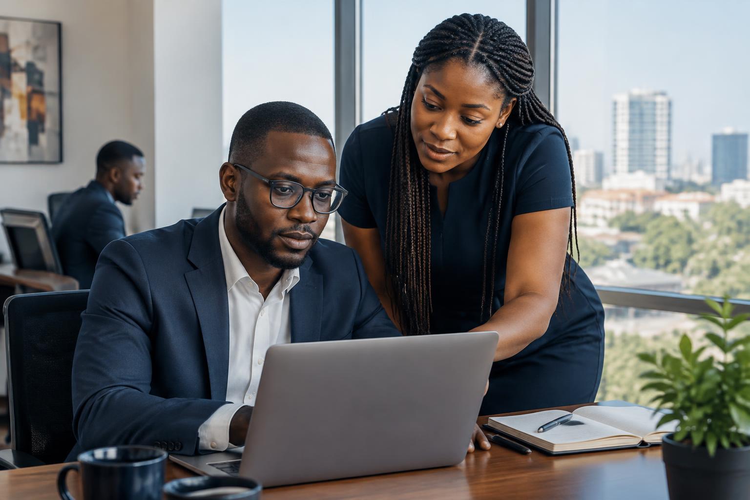 Office professionals collaborating in Accra